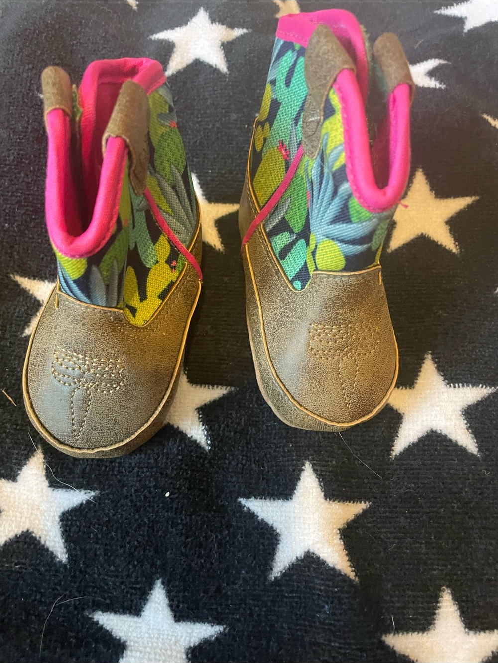 Ariat Brown Faux-Leather & Pink Floral Pull-On Baby boots